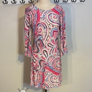 Tommy Hilfiger Red and Blue Paisley Flounce Sleeve Dress size 4